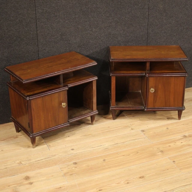 Pair of Modern Bump Tables Low Furniture Vintage Bedroom 1 Door 900