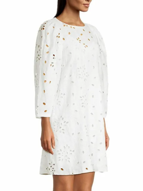Rebecca Taylor New NWT Cutout Sarah Embroidered Floral White Linen Dress 6