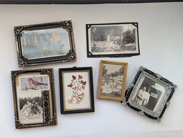 LOT Of VTG Antique Small Metal Brass Wood Picture Ornate Frames Ephemera