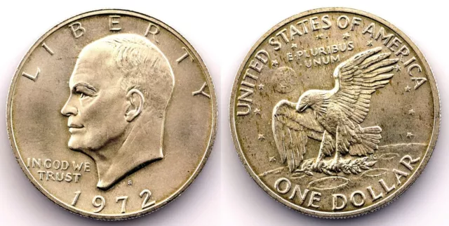USA - 1 Dolar. 1972. Eisenhower. Sc / Unc. Silver 0.9oz