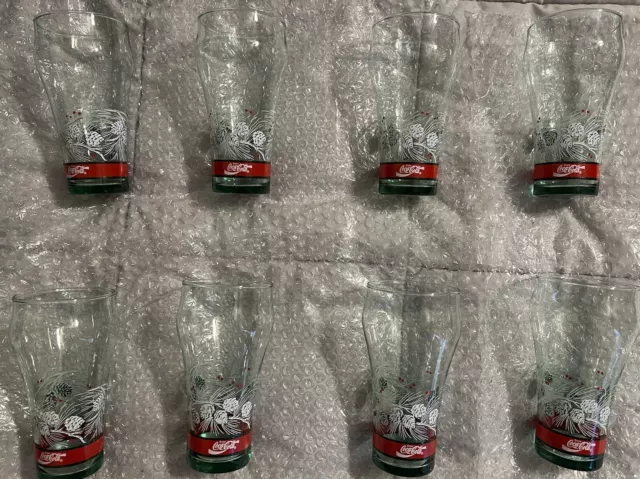 Set of 8 Coca-Cola Collectible Christmas Glasses