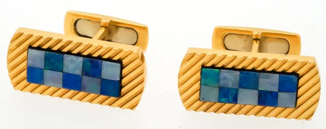 Vintage 18K yellow gold heavy micro mosaic cufflinks - 22.86 grams