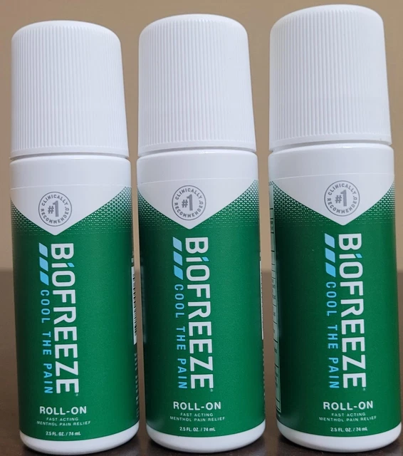 BIOFREEZE ROLLON PAINRELIEVING Gel (3 Pack, 7.5 oz) Exp. 5/25