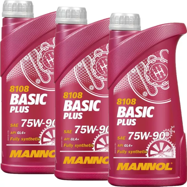 3 Liter Mannol Basic Plus 75W-90 Getriebeöl Api Gl-4+ Gl4+ 501.50 Mil-L 2105