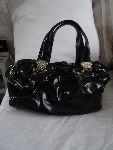 SAC A MAIN Cuir Verni Noir Texier EUR 39 00 PicClick FR