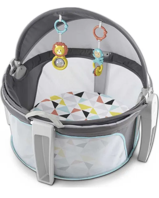 Fisher-Price On-The-Go Baby Dome, Windmill -Grey/Blue/Yellow/White, Portable