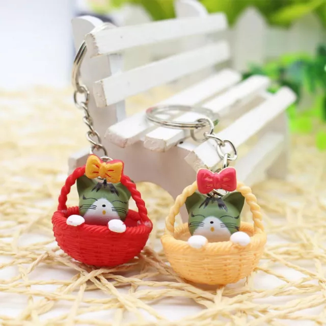 Ornaments Basket Cat Key Ring Key Chains Basket Key Chain Cat Key Chain