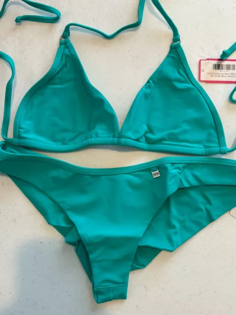 Wicked Weasel Bikini NWT 3553/2595 Lined Matt Lycra Aqua Top M top S Bottom