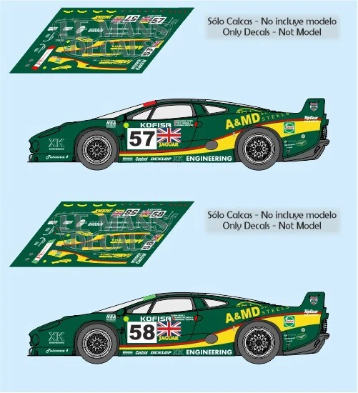 Décalcomanies Jaguar Type E Le Mans 1964 - Kit Pour Modélisme (1:18, 1:24, 1:32, 1:43) - Stickers Slot Racing