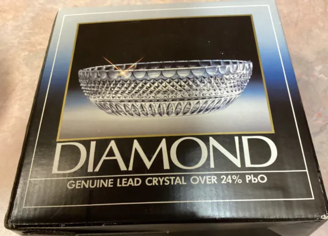 Vtg Anna Hutte Echt Bleikristall 24% PbO Lead Crystal Diamond Bowl / W. Germany