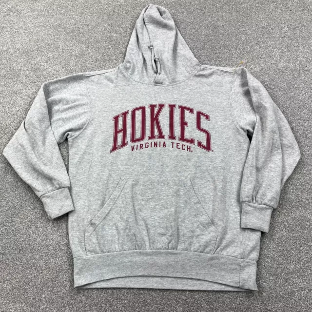 Virginia Tech Hokies Hoodie Men Medium Gray Maroon Sweatshirt Sweater Heather JN