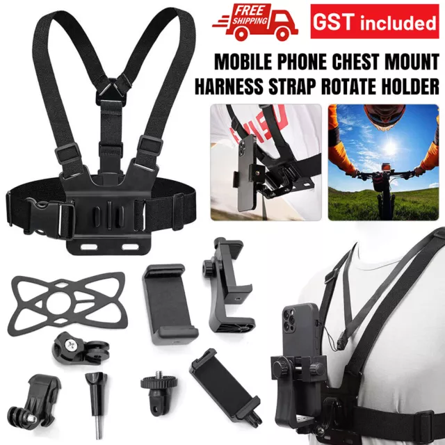 Mobile Phone Chest Mount Harness Strap Holder for iPhone Samsung Gopro 11 10