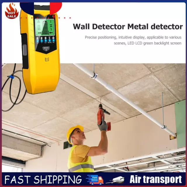 Handheld Depth Tracker Equipment Wood Pipe Finder Battery Powered (Yellow) FR