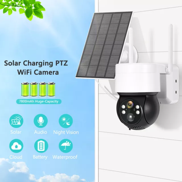 Solar Battery Powered Wireless WiFi Outdoor Pan/Tilt Home Security Camera System 3