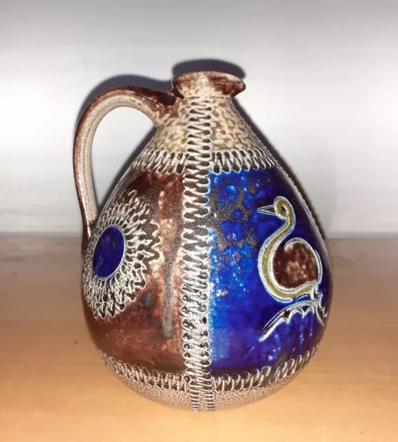 Keramik Krug Vase Stil "Giefer-Bahn" Höhr-Grenzhausen Westerwald Ritzdecor 502