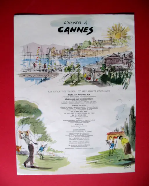Publicite De Presse Cannes Tourisme Hiver Illustration Pierre Pages Ad 1953