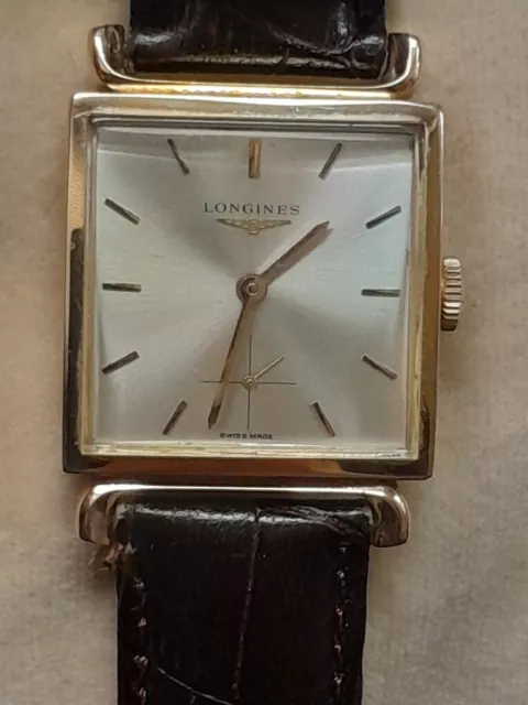 VINTAGE 18K GOLD Men's Longines Classic Square Watch. GREAT CONDITION ...