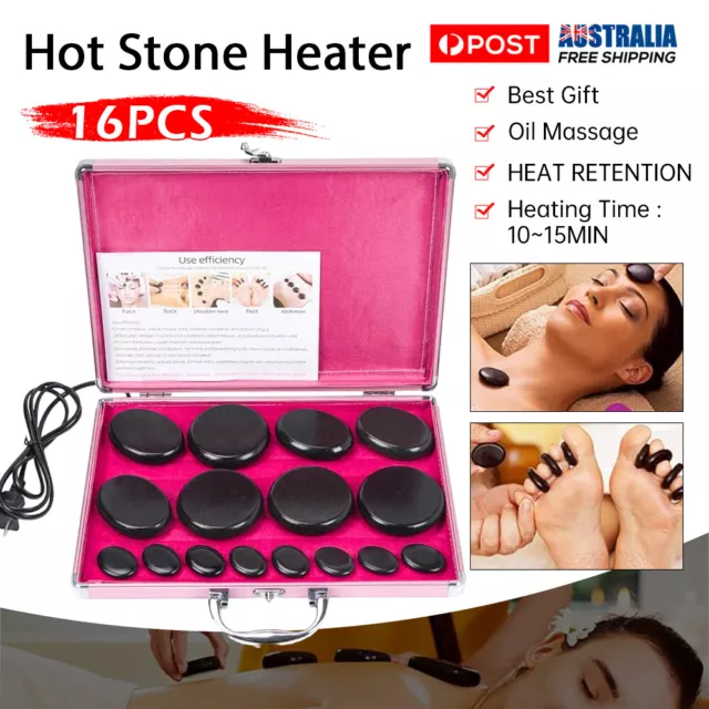 16Pcs Hot Massage Basalt Stone Volcanic Stones Kit Rock SPA Oiled Massager Salon