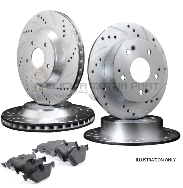 Front & Rear Drilled Grooved Brake Discs And Pads For Mini R56 Cooper S 1.6