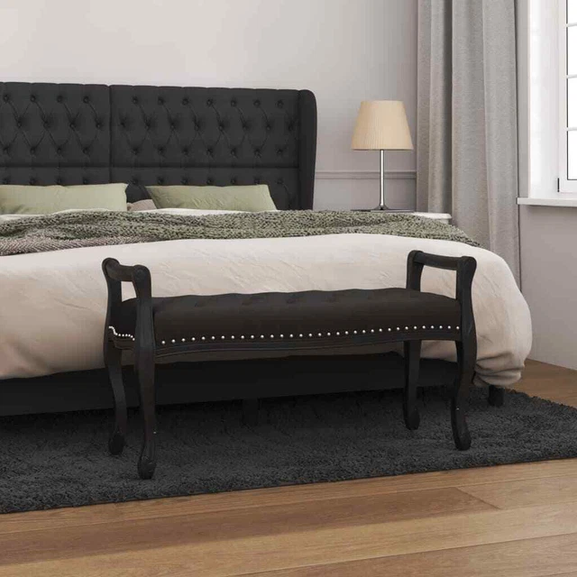Vidaxl Panca Nera 110x45x60 cm in Velluto