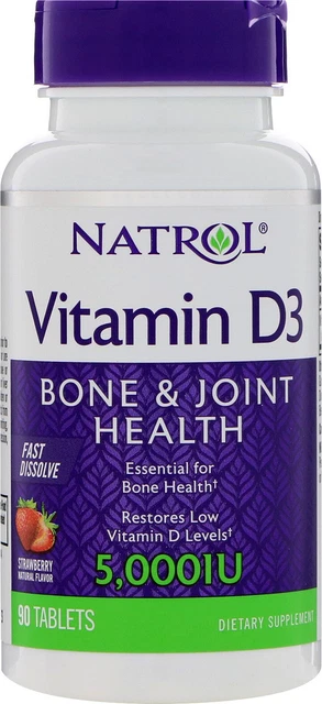 Vitamina D3 de disolución rápida masticable por Natrol, 90 comprimidos 5.000 UI