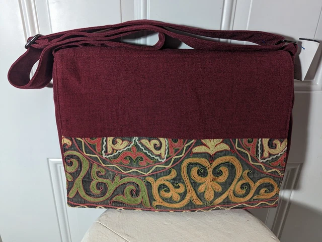 NWT Hand made Mongolian Kazakh Hand Bag Hand Traditional Burgundy