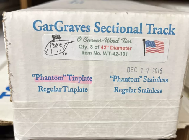 Box of 8 Gargraves WT-42-101 Phantom Tinplate 42” Diameter Wood Curves •