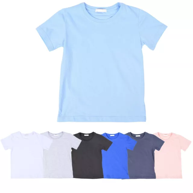 T-Shirt Maniche Corte Basic Bambino Bambina Maglia Manica Corta Unisex in Cotone