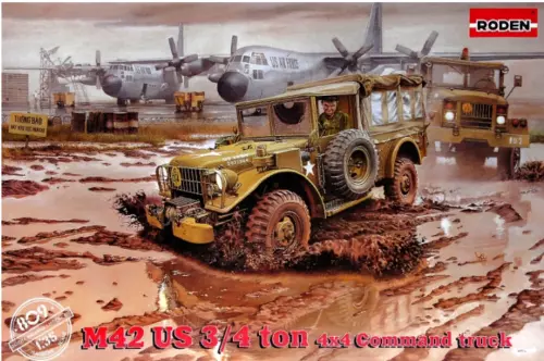 Roden 809 Dodge M42 3/4 ton 4X4 US military truck, 1/35 scale model kit, WWII