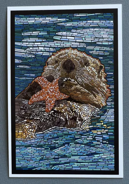 Sea Otter - Paper Mosaic - Lantern Press Postcard