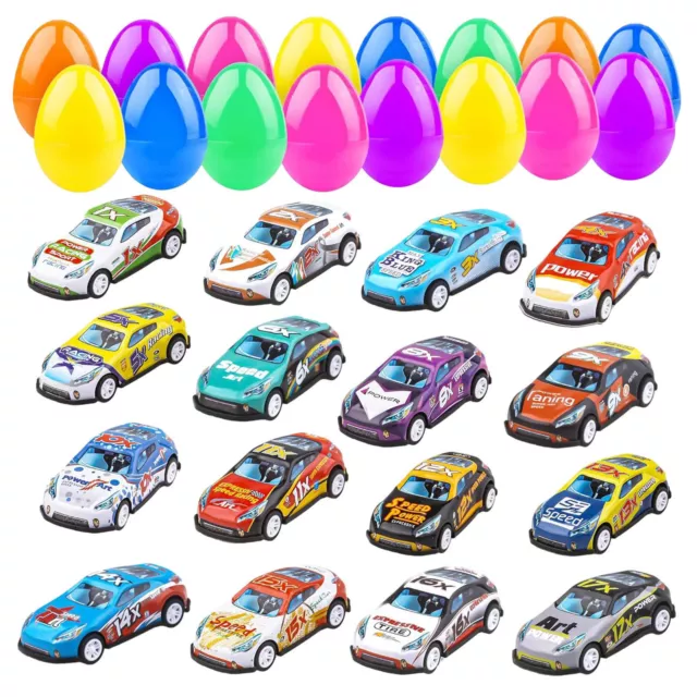 16Pcs Prefilled Easter Eggs With Cars,Vehicle Toys For Boys Kids Easter Gifts