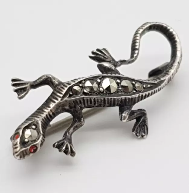 Jugendstil Eidechse/Gecko 800 Silber Brosche - Echse  - (162)