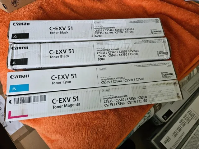 Genuine Canon C-EXV51 Toner Cartridges Black Cyan Magenta IR-C5535 Vat Inc