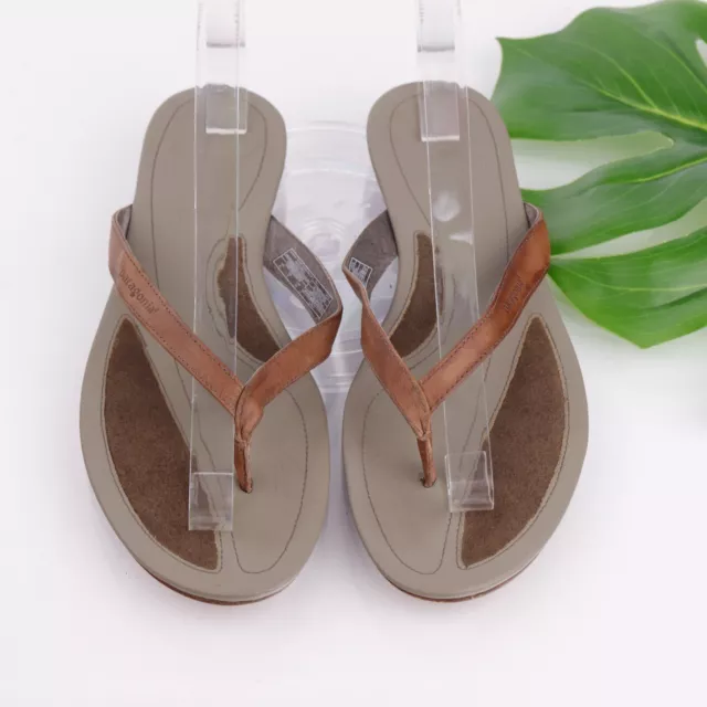 Patagonia Bandha Thong Sandal Womens Size 9 Brown Leather Flip Flop Slide Casual 2