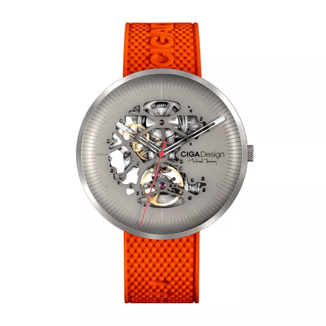 CIGA Design MY Automatico Scheletrato Grey Titanio Arancio Zaffiro Orologio Uomo