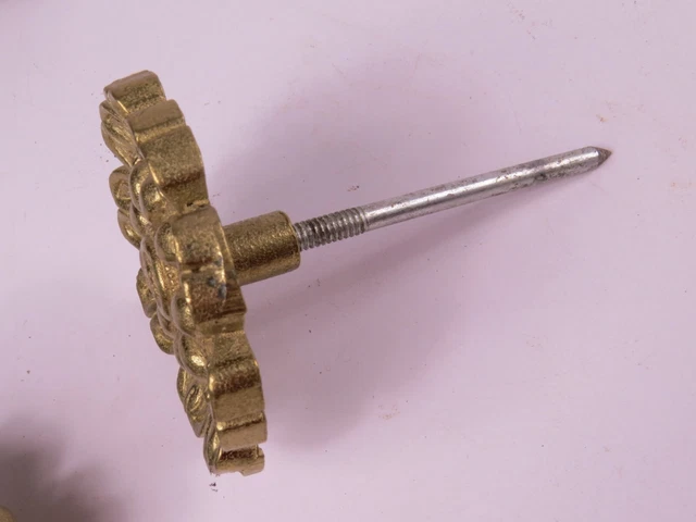 VTG Brass Flower Curtain Tieback Hold Back Medallion Lot Window Hardware 3.25" 5