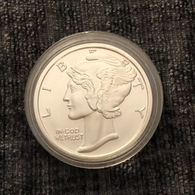 Silver bullion Mercury Dime One Ounce silver round .999 pure silver