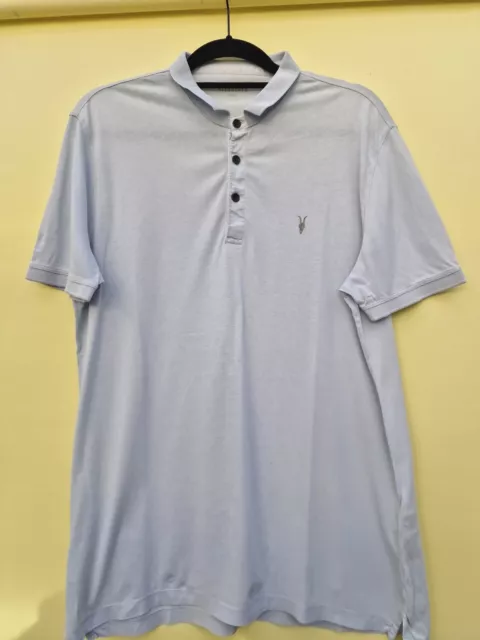ALL SAINTS Polo Shirt Blue  Short Sleeve Mens Size L. /Z1/
