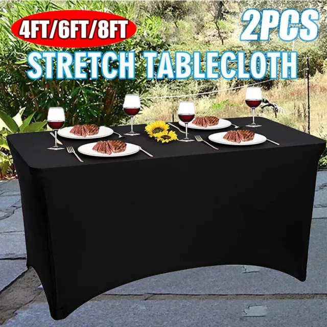 4/6/8FT Rectangular Spandex Tablecover Stretch Wedding Party Dining Tablecloth