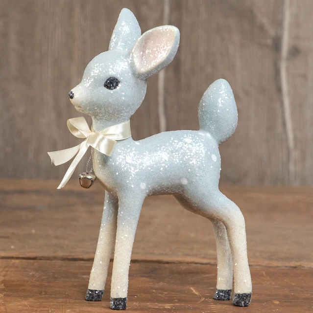 Ragon House Retro Blue Christmas Deer Glittered Paper Mache 9.75" Tall Figure Ragon House Retro Blue Christmas Deer Glittered Paper Mache 9.75" Tall Figure
