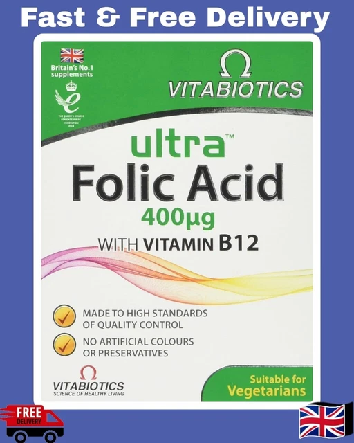 VITABIOTICS ULTRA FOLIC Acid 60 Tablets with Vitamin B12 Tiredness £55.