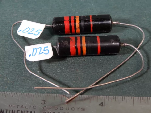 Sprague NOS Vintage .022uf 200V Bumble Bee PIO Capacitor Matched Pair .025uf #2