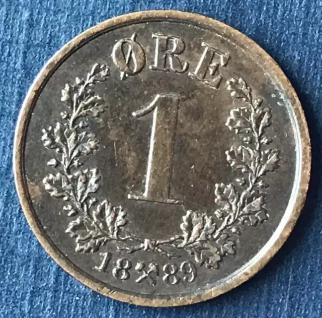 🇳🇴🇳🇴🇳🇴 1889 Norway 1 Ore Bronze 🇳🇴🇳🇴🇳🇴