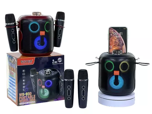 Karaoke Machine Party Speaker with Bluetooth Disco LED Lights and Microphone RGB 2
