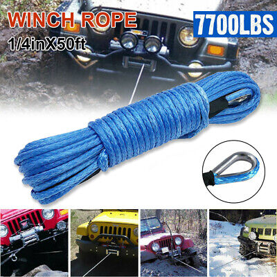 UTV VTT gris B Câble de treuil corde de treuil synthétique Longueur de 15 m/50 pi avec manchon de protection noir pour la plupart des treuils pour camion SUV 
