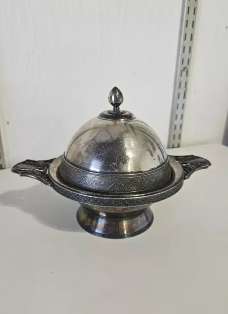 Antique Meriden B. Company #4984 Silver Plate Butter Dish Dome w/ Lid