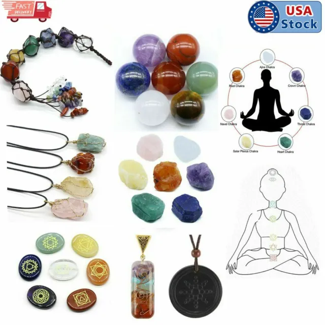 7 Chakra Stones Crystal Reiki Healing Healing Palm Natural Gemstone Quartz USA