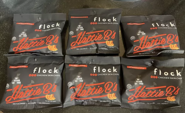 6 Pack Flock Hot Nashville Keto Chicken Skin Chips Hattie Bs Low Carb, High