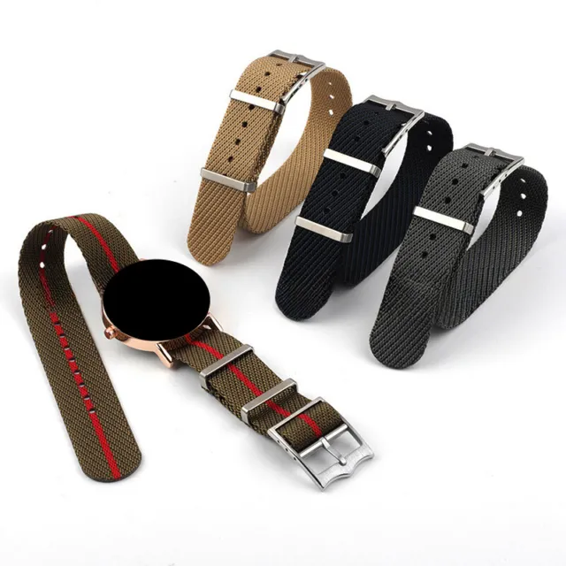 Ballistic Nylon Canvas Wristwatch Straps One Piece Military NATO Bands 20/22mm