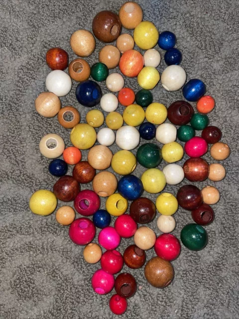 Vintage Wood Wooden Macrame Craft Beads Various Sizes and Colors
